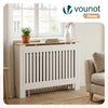 Cache radiateur en MDF avec lattes et etagere 111×19×82 cm Blanc Chêne - voonot.com