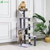 Arbre à Chat 138cm avec Griffoir Plateforme Niche et Capsule Spatiale gris - voonot.com
