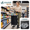 Chariot de courses pliable monte escalier aluminium avec sac isotherme noir - voonot.com