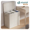 Panier a linge 3 compartiments et sacs amovibles auto ajustant avec couvercle 170L Beige - voonot.com