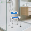 Chaise de douche avec dossier ergonomique a hauteur reglable en aluminum HDPE bleu - voonot.com