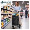 Chariot de course pliable aluminium 2 roues avec sac isotherme noir - voonot.com