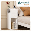 Lot de 2 Table de chevet d’appoint avec tiroir et compartiment 25x30x66cm blanc - voonot.com