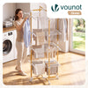 Sechoir a linge vertical tour etendoir pliable 4 niveaux 99x69x175.5 cm style bois blanc - voonot.com