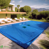 Bache piscine rectangulaire double couche en Polyethylene 160 gr/m2 avec filet ecoulement 4x8m Bleue - voonot.com