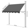 Auvent retractable manuel sans percage 300cm Gris - voonot.com