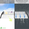 Auvent de porte marquise 200x80 cm transparent en Polycarbonate anti UV Noir - voonot.com