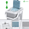 Balai microfibre et Seau Essoreur avec 6 serpillères Réutilisables Balai Plat Double compartiment gris - voonot.com