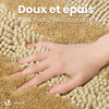 Lot de 2 Tapis de Bain Antidérapant chenille microfibre 60x90cm beige - voonot.com