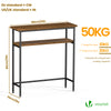 Console table 2 niveaux style industriel en metal et MDF 80x24x80 cm Marron - voonot.com