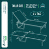 Lot de 2 Bain de soleil transat aluminium en textilene 190x62x31cm gris - voonot.com
