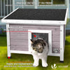 Maison pour Chat en bois avec toit bitumé autoportant et porte à lamelles PVC Gris - voonot.com