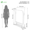 Portant a vetement double avec 2 niveaux etageres chaussures 4 Crochets Lateraux 110x35x146cm metal Blanc - voonot.com