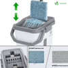 Balai microfibre et Seau Essoreur avec 6 serpillères Réutilisables Balai Plat Double compartiment blanc - voonot.com