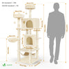 Arbre a chat Grande taille 5 niveaux avec griffoir grattoir 168cm beige - voonot.com
