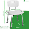 Chaise de douche avec dossier ergonomique a hauteur reglable en aluminum HDPE blanc - voonot.com
