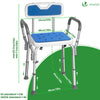 Chaise de douche avec accoudoir et dossier ergonomique a hauteur reglable en aluminum HDPE bleu - voonot.com