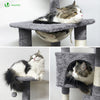 Arbre à Chat 138cm avec Griffoir Plateforme Niche et Capsule Spatiale gris - voonot.com