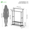 Portant a Vetements double avec roulettes et 2 etageres de rangement 120x40x146cm metal Noir - voonot.com