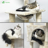 Arbre à Chat 138cm avec Griffoir Plateforme Niche et Capsule Spatiale beige - voonot.com