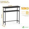 Console table 2 niveaux style industriel en metal et MDF 80x24x80 cm Noir - voonot.com