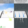 Auvent de porte marquise 200x80 cm transparent en Polycarbonate anti UV Noir - voonot.com