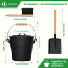 Seau à Cendres en Métal avec Couvercle Pelle et Balai à Main 5L Noir - voonot.com