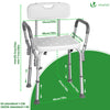 Chaise de douche avec accoudoir et dossier ergonomique a hauteur reglable en aluminum HDPE blanc - voonot.com