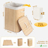 Panier a linge en bambou rectangulaire avec couvercle 72L - voonot.com