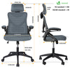 Fauteuil de Bureau Ergonomique pivotant avec appui tête et dossier toile respirant Gris - voonot.com