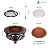 Brasero exterieur en metal avec grille, pare-etincelles tisonnier diametre 81cm noir - voonot.com