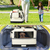Sac transport pliable chien chat caisse cage portable 82x60x60cm beige - voonot.com