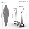 Portant a vetement double avec 2 niveaux etageres chaussures 4 Crochets Lateraux 110x35x146cm metal Noir - voonot.com