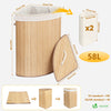 Panier a linge en bambou d’angle avec couvercle 58L - voonot.com