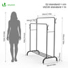 Portant a Vetements Double avec etagere Chaussures 4 Crochets Lateraux 110x58x150cm metal Noir - voonot.com