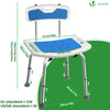 Chaise de douche avec dossier ergonomique a hauteur reglable en aluminum HDPE bleu - voonot.com