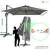 Parasol deporte inclinable Premium carre avec housse protection 3x3m Roma Gris - voonot.com