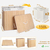 Panier a linge en bambou rectangulaire triple compartiments avec couvercle 150L - voonot.com