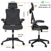 Fauteuil de Bureau Ergonomique pivotant avec appui tête et dossier toile respirant Noir - voonot.com