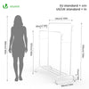 Portant a Vetements Double avec etagere Chaussures 4 Crochets Lateraux 110x58x150cm metal Blanc - voonot.com