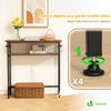 Console table 2 niveaux style industriel en metal et MDF 80x24x80 cm Marron - voonot.com