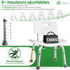 Chaise de douche avec dossier ergonomique a hauteur reglable en aluminum HDPE blanc - voonot.com