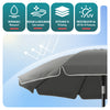 Parasol de jardin 2m avec ancrage sol et sac de transport Gris - voonot.com