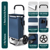 Chariot de course pliable aluminium 2 roues avec sac isotherme bleu marine - voonot.com