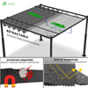 Pergola retractable 3x3m en metal et toile Polyester haute densite 180g/m2 gris - voonot.com