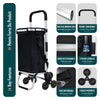 Chariot de courses pliable monte escalier aluminium avec sac isotherme noir - voonot.com