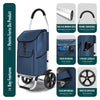 Chariot de course pliable aluminium 2 roues bleu marine - voonot.com