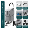 Chariot de courses pliable monte escalier aluminium gris - voonot.com