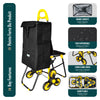 Chariot de courses pliable avec siege Jaune - voonot.com