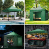 Tonnelle de jardin renforcée 3x3m pliable avec 4 parois et sac de transport a roulette verte - voonot.com